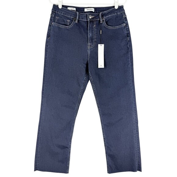 Vigoss Women's Stevie Straight Stretch Raw Hem Blue Crop Denim Jeans Size 29 NWT - Picture 1 of 11